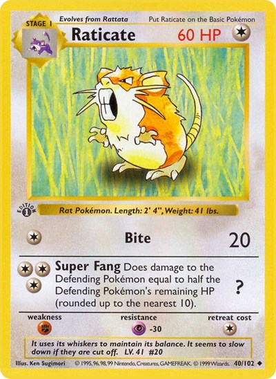 Raticate - Base Set (Shadowless) - 040/102
