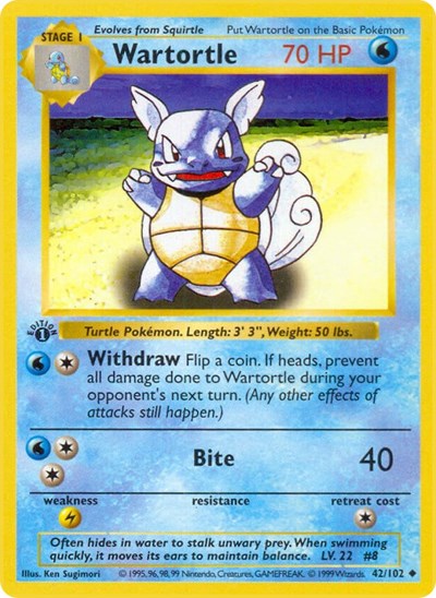 Wartortle - Base Set (Shadowless) - 042/102