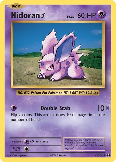 Nidoran M - XY - Evolutions - 43/108 REVERSE HOLOFOIL