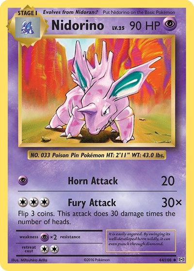 Nidorino - XY - Evolutions - 44/108 REVERSE HOLOFOIL