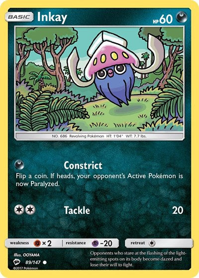 Inkay - SM - Burning Shadows - 89/147 REVERSE HOLOFOIL