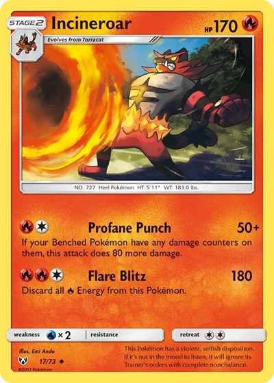 Incineroar - Shining Legends - 17/73 REVERSE HOLOFOIL