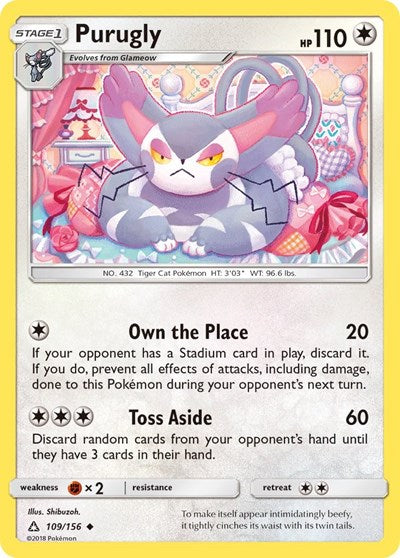 Purugly - SM - Ultra Prism - 109/156 REVERSE HOLOFOIL