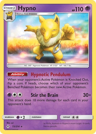 Hypno - SM - Unbroken Bonds - 72/214 REVERSE HOLOFOIL