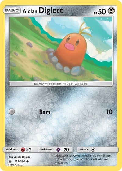 Alolan Diglett - SM - Unbroken Bonds - 121/214 REVERSE HOLOFOIL