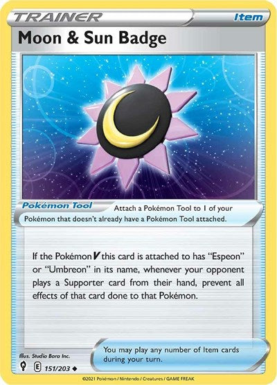 Moon & Sun Badge - SWSH07: Evolving Skies - 151/203 REVERSE HOLOFOIL