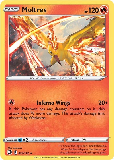 Moltres - SWSH09: Brilliant Stars - 021/172 REVERSE HOLOFOIL