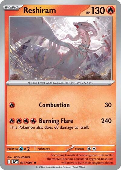 Reshiram - ME02: Phantasmal Flames - 017/094 REVERSE HOLOFOIL