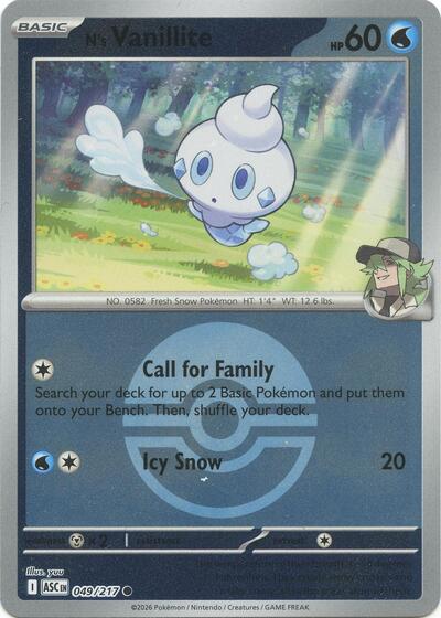 N's Vanillite (Poke Ball) - ME: Ascended Heroes - 049/217 REVERSE HOLOFOIL