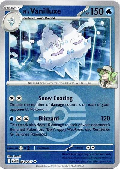 N's Vanilluxe (Poke Ball) - ME: Ascended Heroes - 051/217 REVERSE HOLOFOIL
